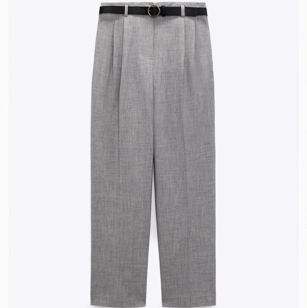 NWT ZARA Gray Pleated Belted Pants (M AND L)